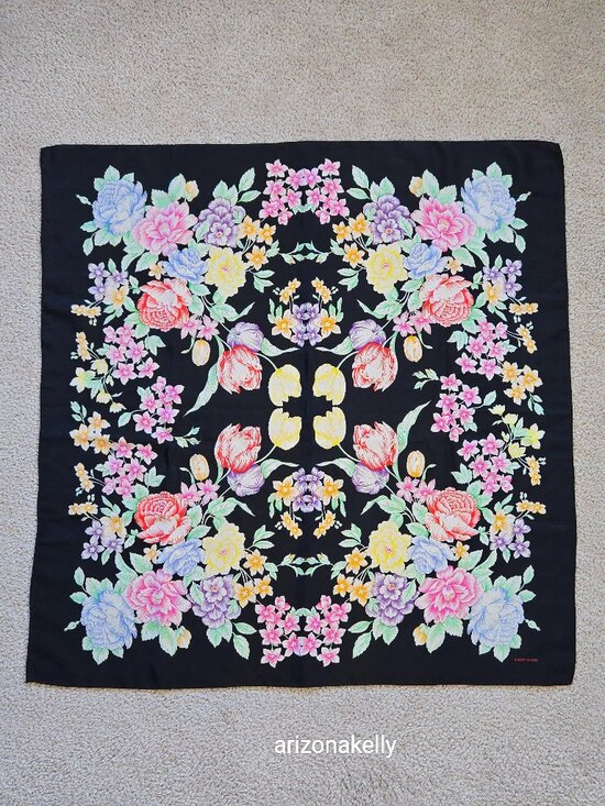 Albert Nipon Accessories - Albert Nipon Silk Scarf Spring Flowers Floral